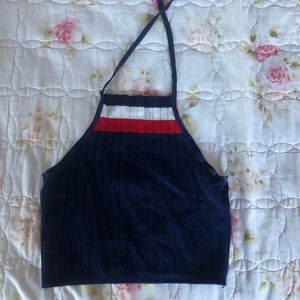 Red, White, and Blue Halter Crop Top